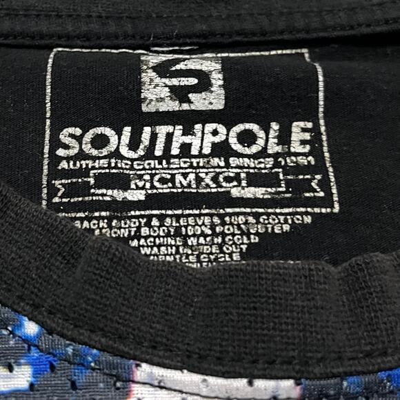 Southpole Y2K Mesh Front Skull Skelton Black Grunge Shirt XL - Picture 4 of 6